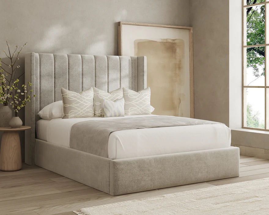 Rosemary Velvet Wingback Bed Frame – Luxury Upholstered