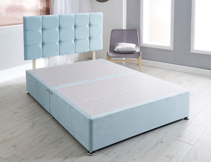 Divan Bed Base with Modern Cube Upholstered Headboard
