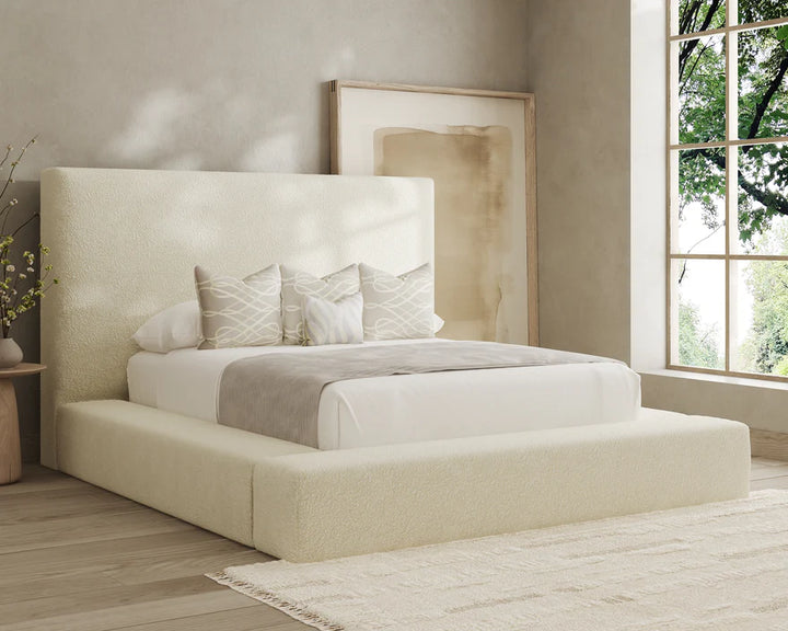 Cloud Boucle Bed Frame – Luxury Upholstered Bed in Multiple Sizes & Fabrics