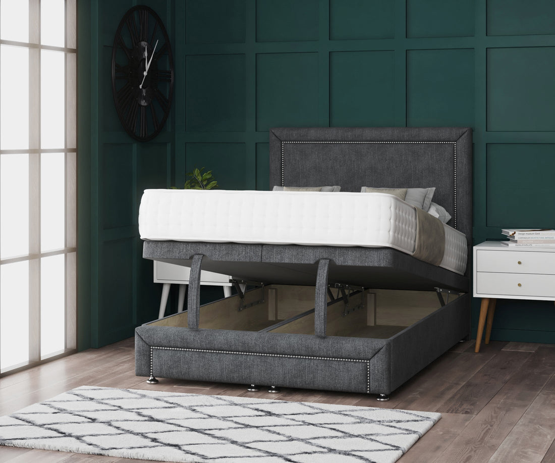 Hannah Beading Ottoman Divan Bed With Headboard & Footboard