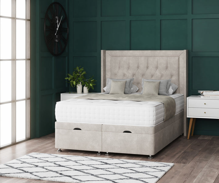Miami Ottoman Storage Divan Bed with Wing Headboard