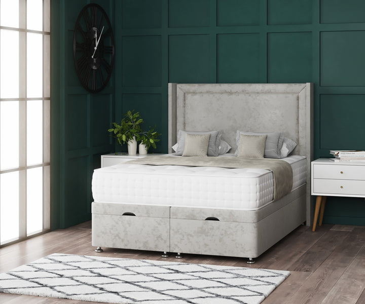 Hannah Ottoman Storage Divan Bed With Wing Headboard