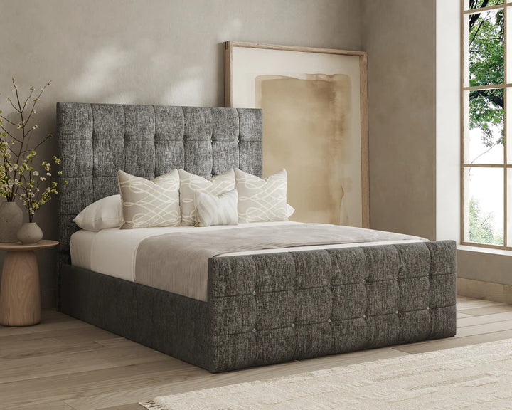Cubo Chenille Bed Frame – Customisable Sizes & Heights | Beds Online Shop