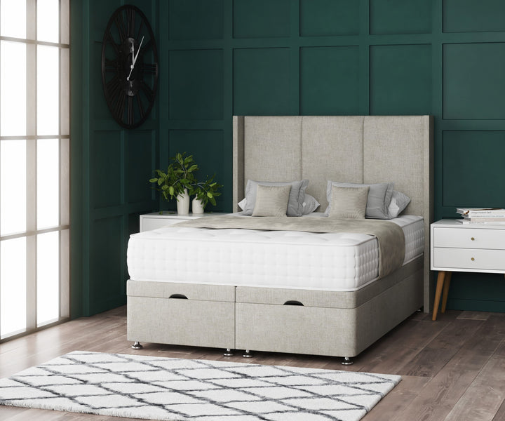 3-Panel Ottoman Divan Bed with Wing Headboard