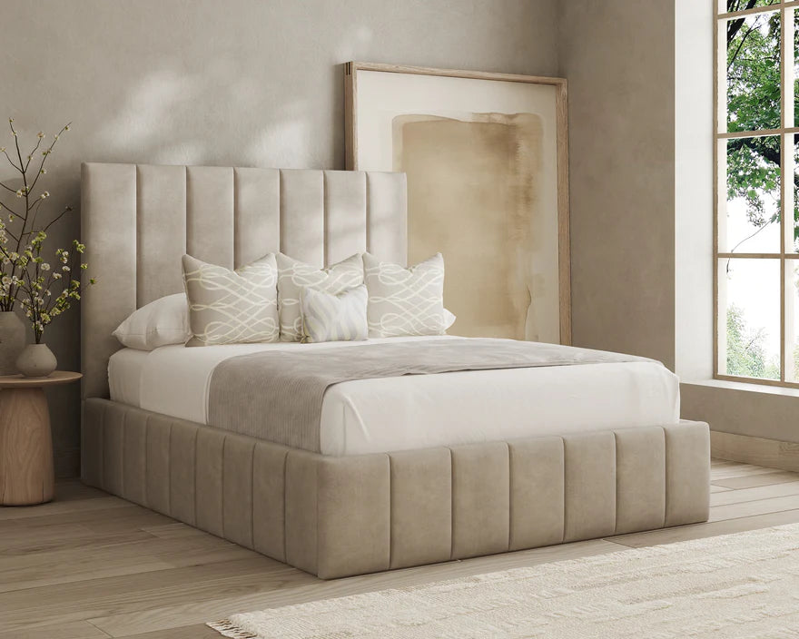 Ellie Panel Bed Frame – Luxury Upholstered Bed, Custom Sizes