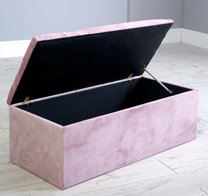 Lucille Fabric Gas Lift Ottoman Blanket Storage Box
