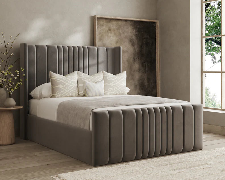 Harper Wingback Bed Frame – Upholstered, Multiple Sizes
