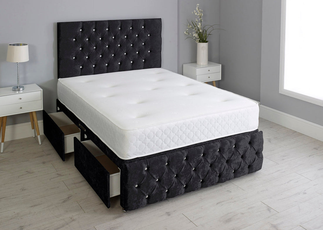 Milly Chesterfield Divan Bed Set with Footboard & Mattress