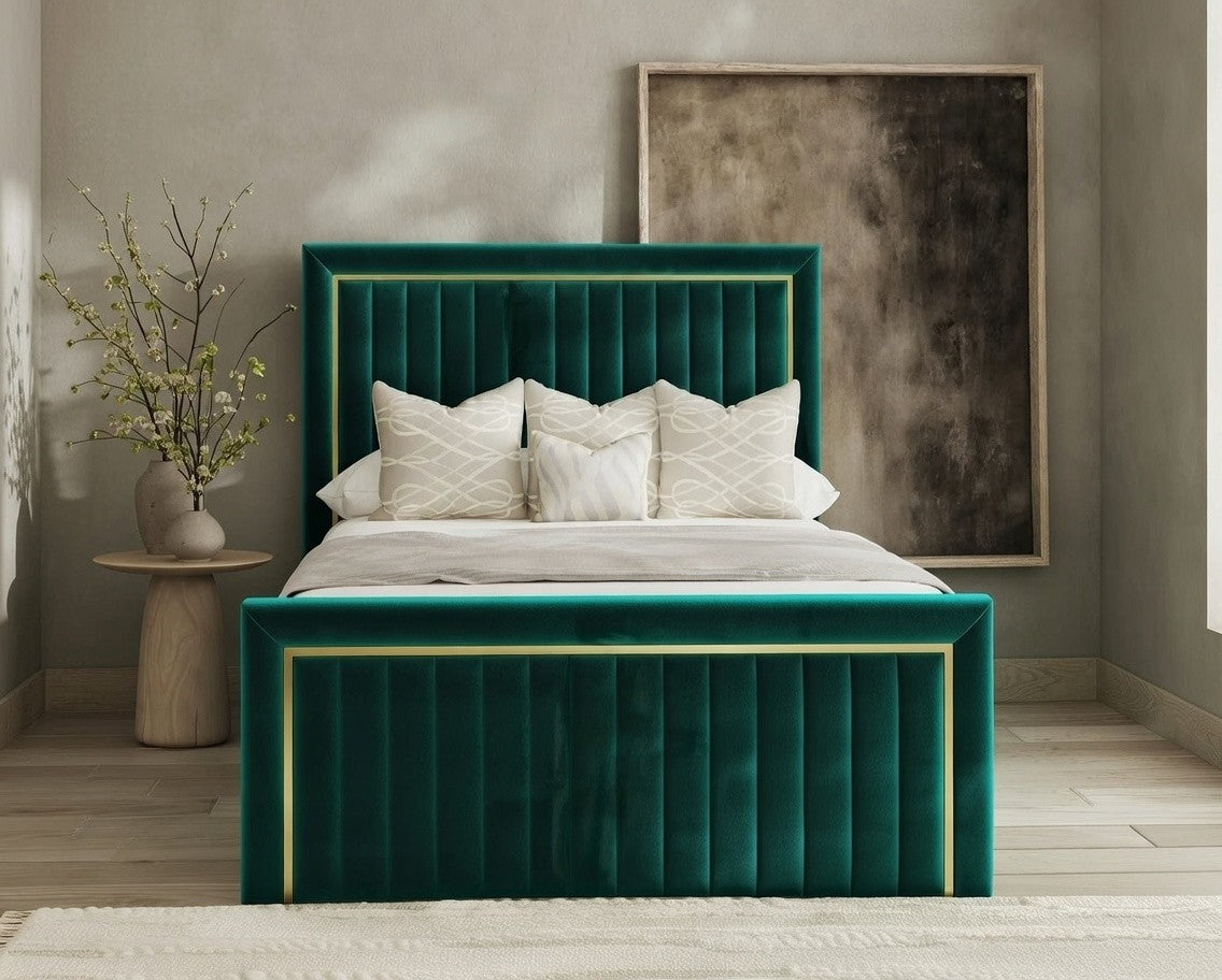 Chaelle Gold Panel Bed Frame