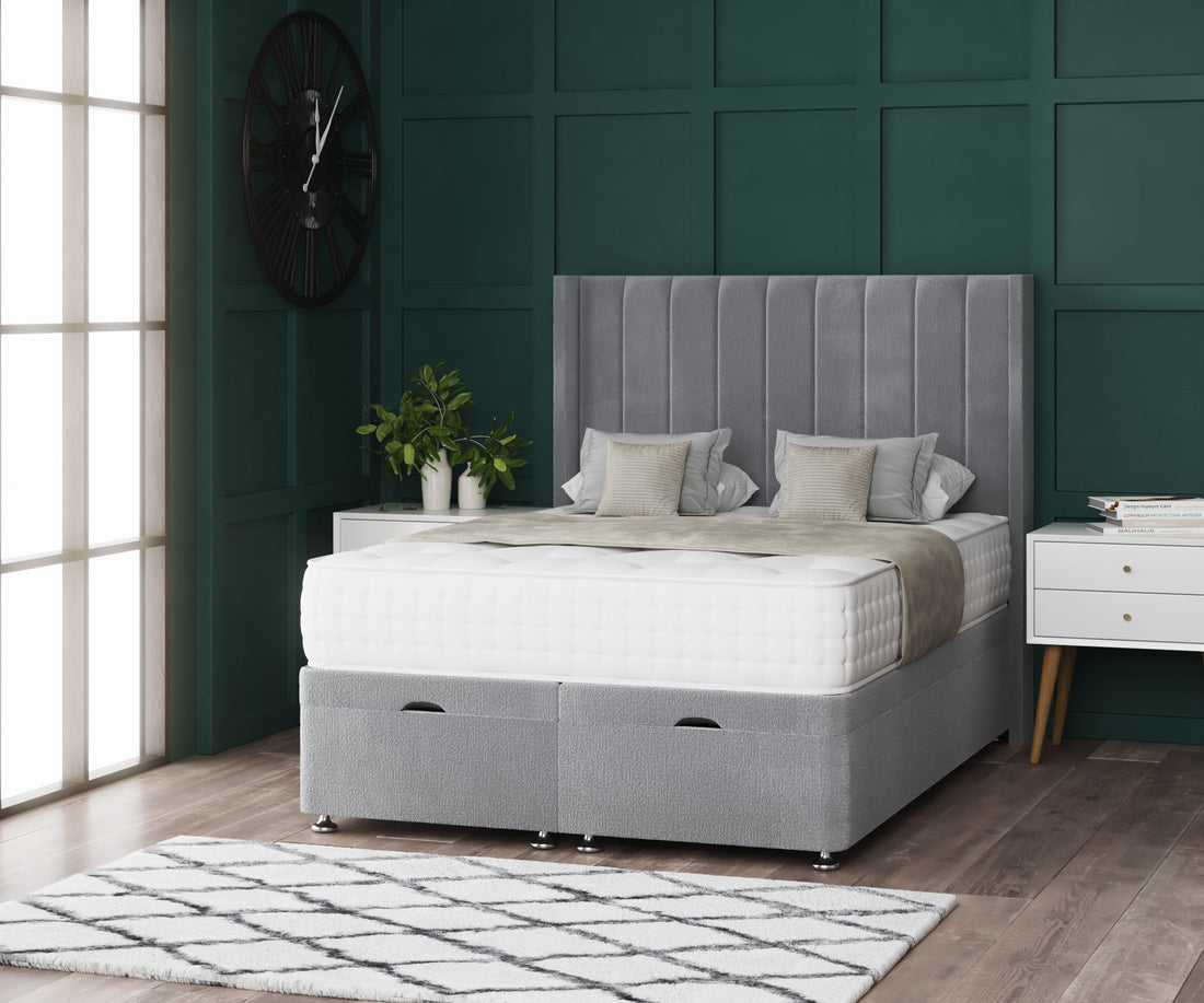 Amelia Wing Ottoman Storage Divan Bed With Floor Standing Headboard