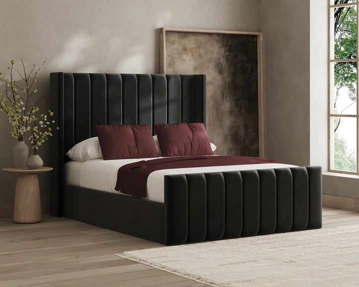 Amelia Wingback Bed Frame – Luxury Upholstered Bed in Multiple Sizes & Fabrics