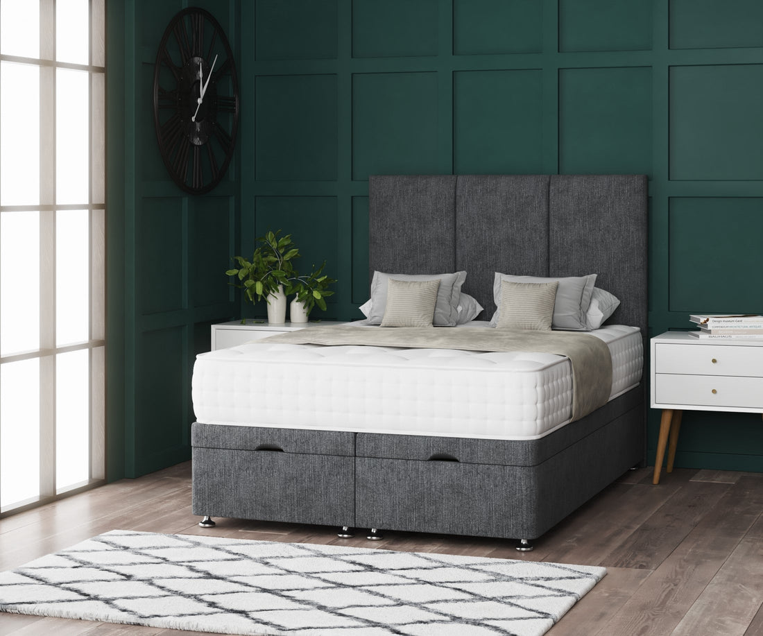 3 Panel Ottoman Storage Divan Bed With Headboard