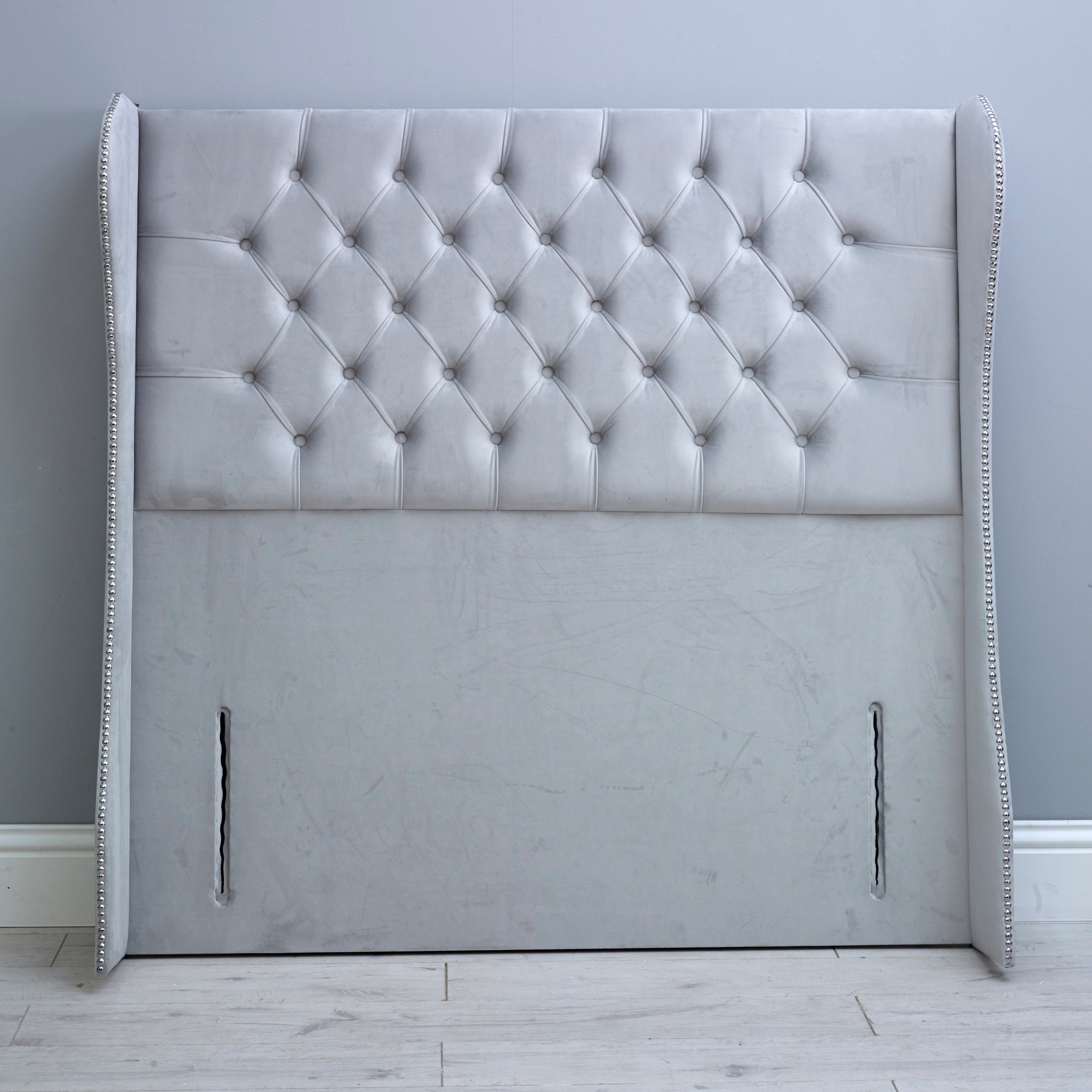 Chesterfield Curved Wing Floor Standing Headboard 54"