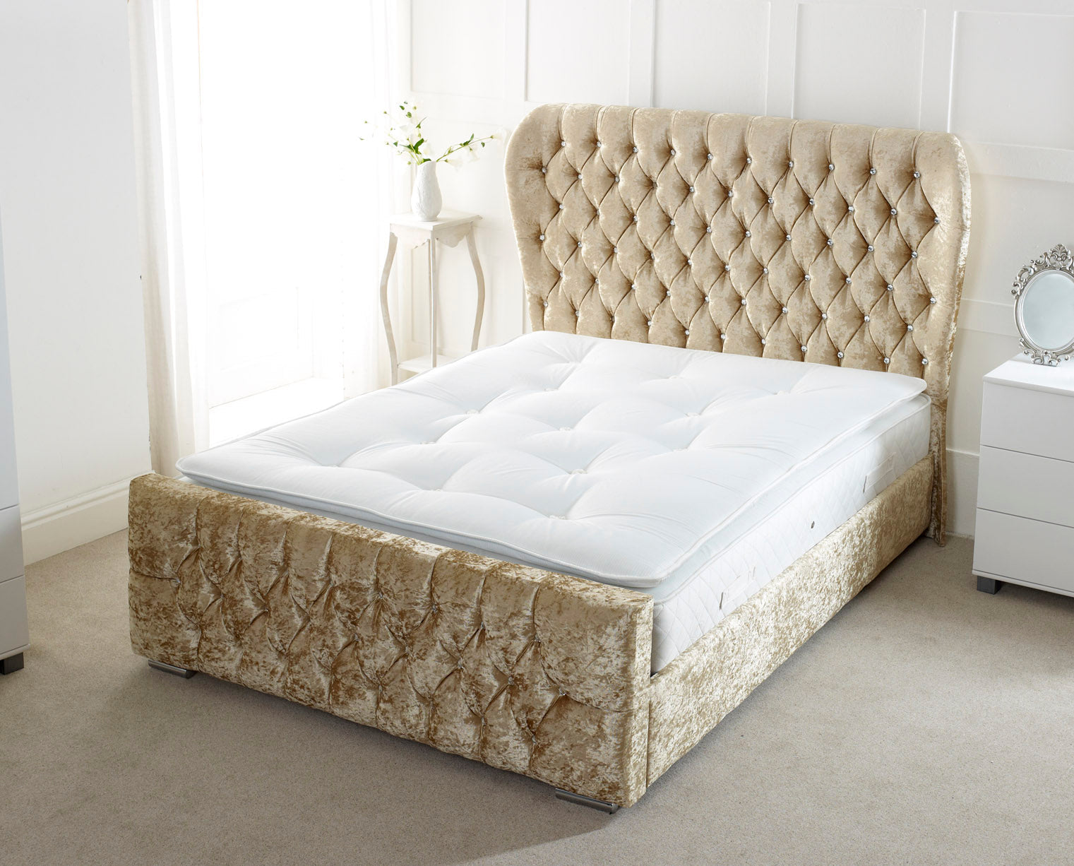 Oxford Wingback Upholstered Bed Frame – Luxury Design