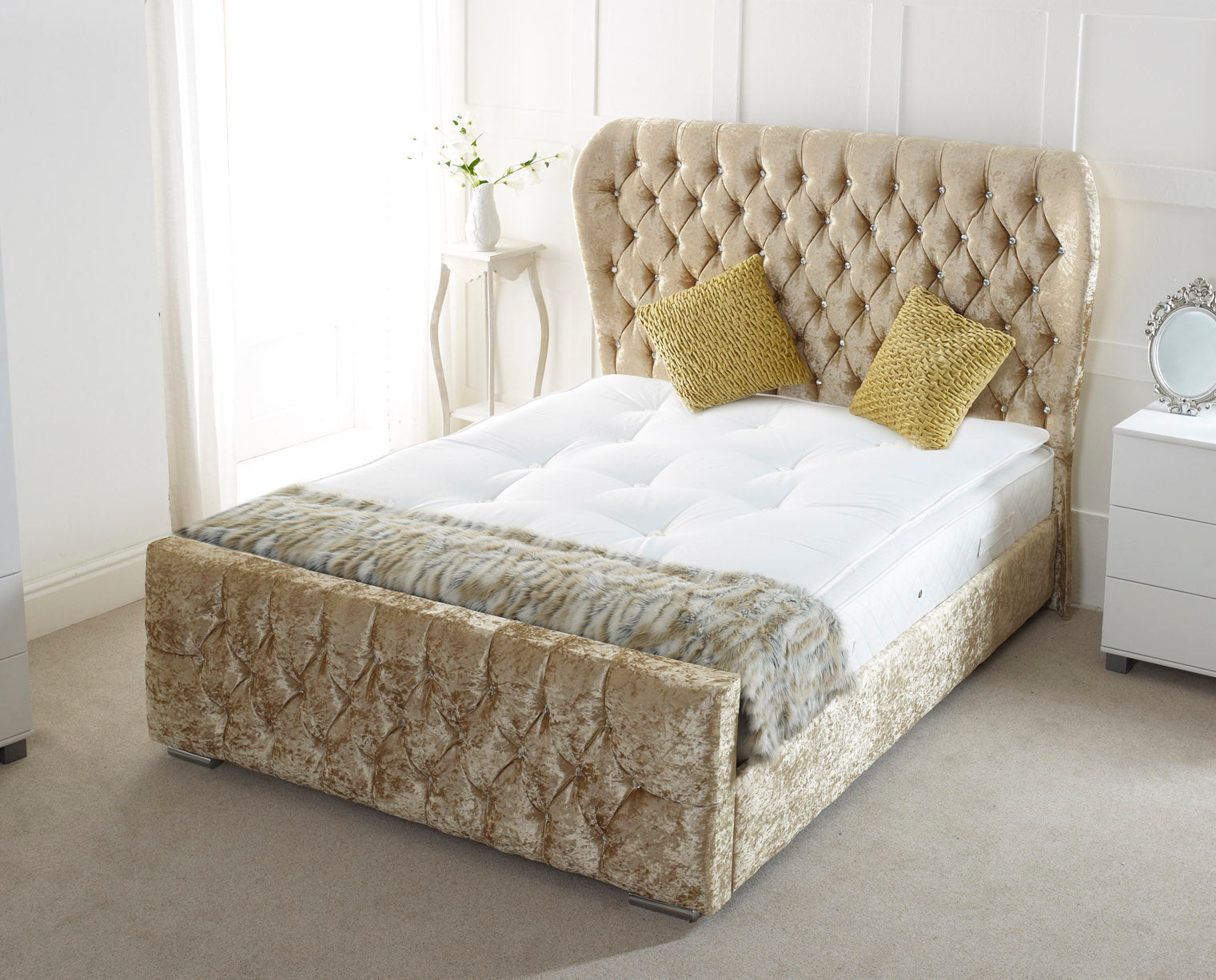 Oxford Wingback Upholstered Bed Frame – Luxury Design