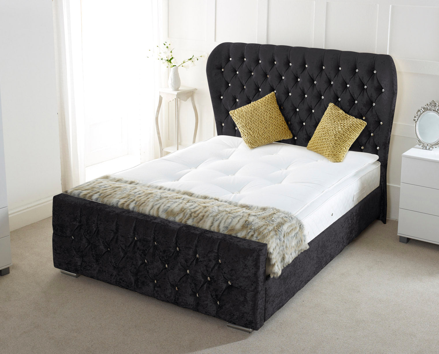 Oxford Wingback Upholstered Bed Frame – Luxury Design