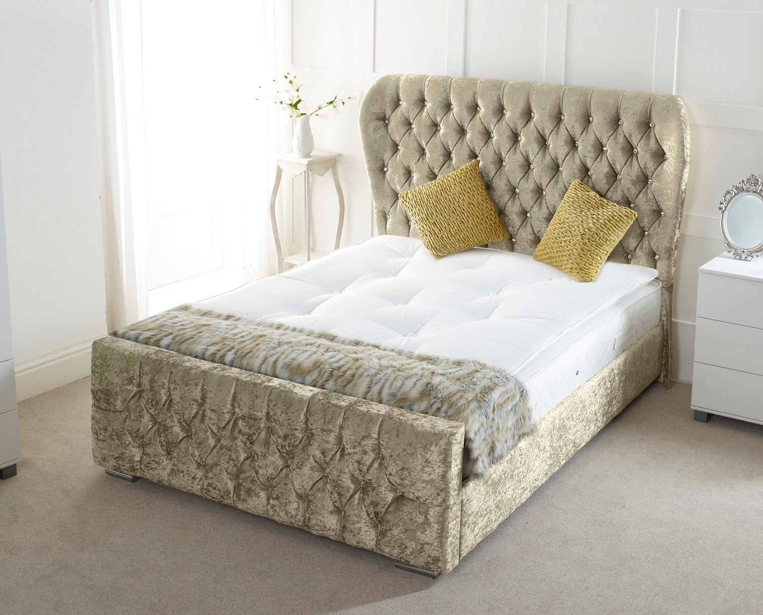 Oxford Wingback Upholstered Bed Frame – Luxury Design