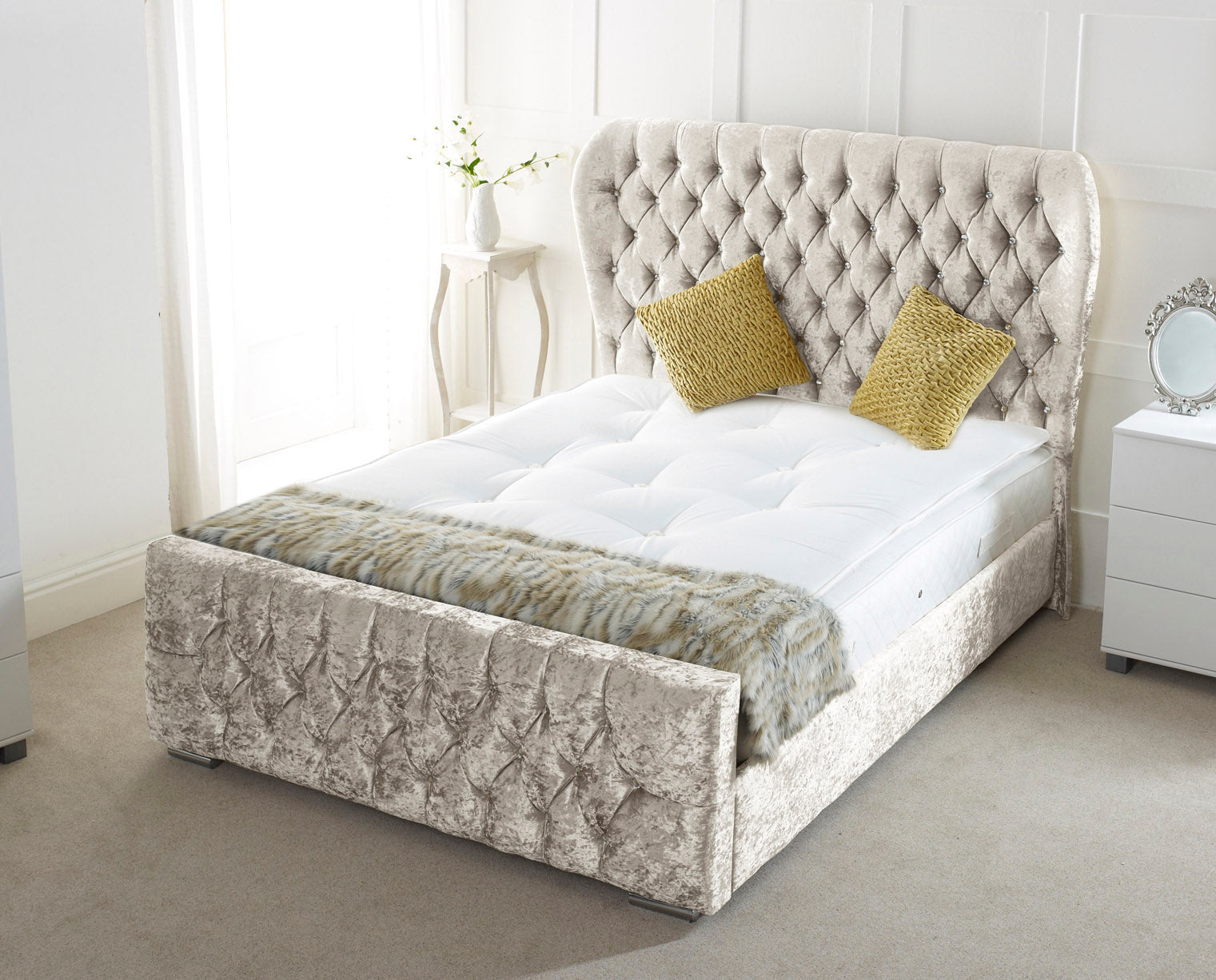 Oxford Wingback Upholstered Bed Frame – Luxury Design