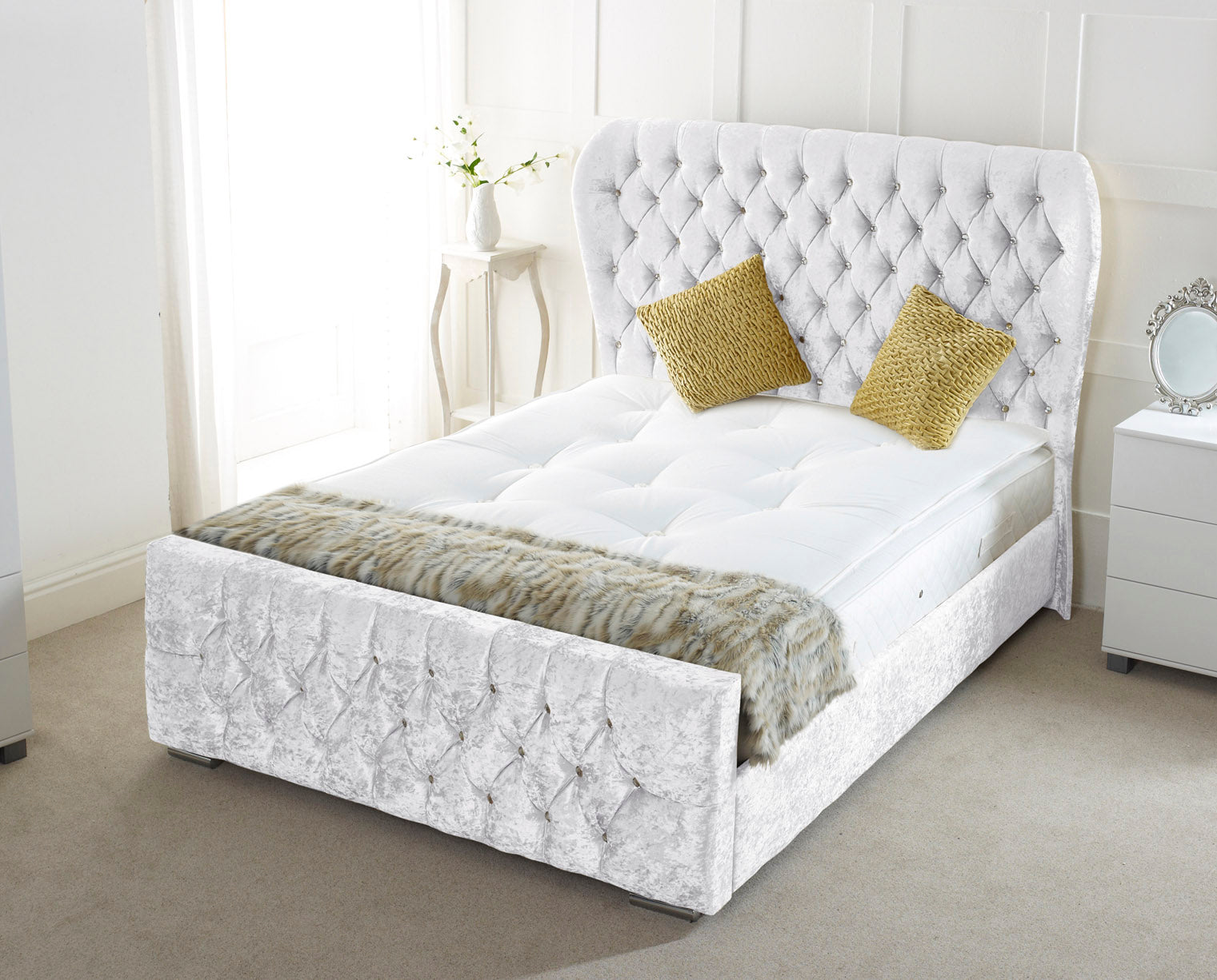 Oxford Wingback Upholstered Bed Frame – Luxury Design