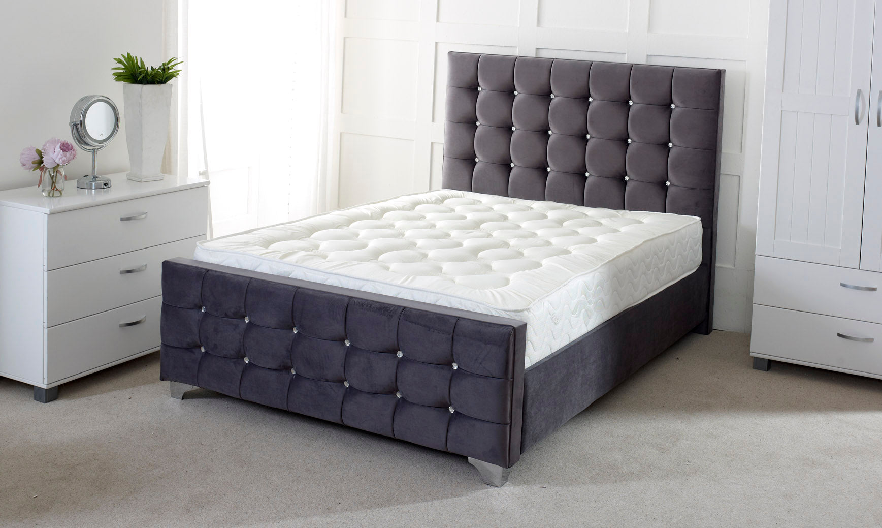 Cube Upholstered Divan Bed Frame with Storage Options