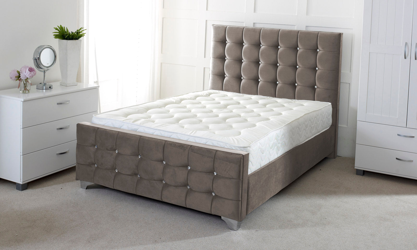 Cube Upholstered Divan Bed Frame with Storage Options