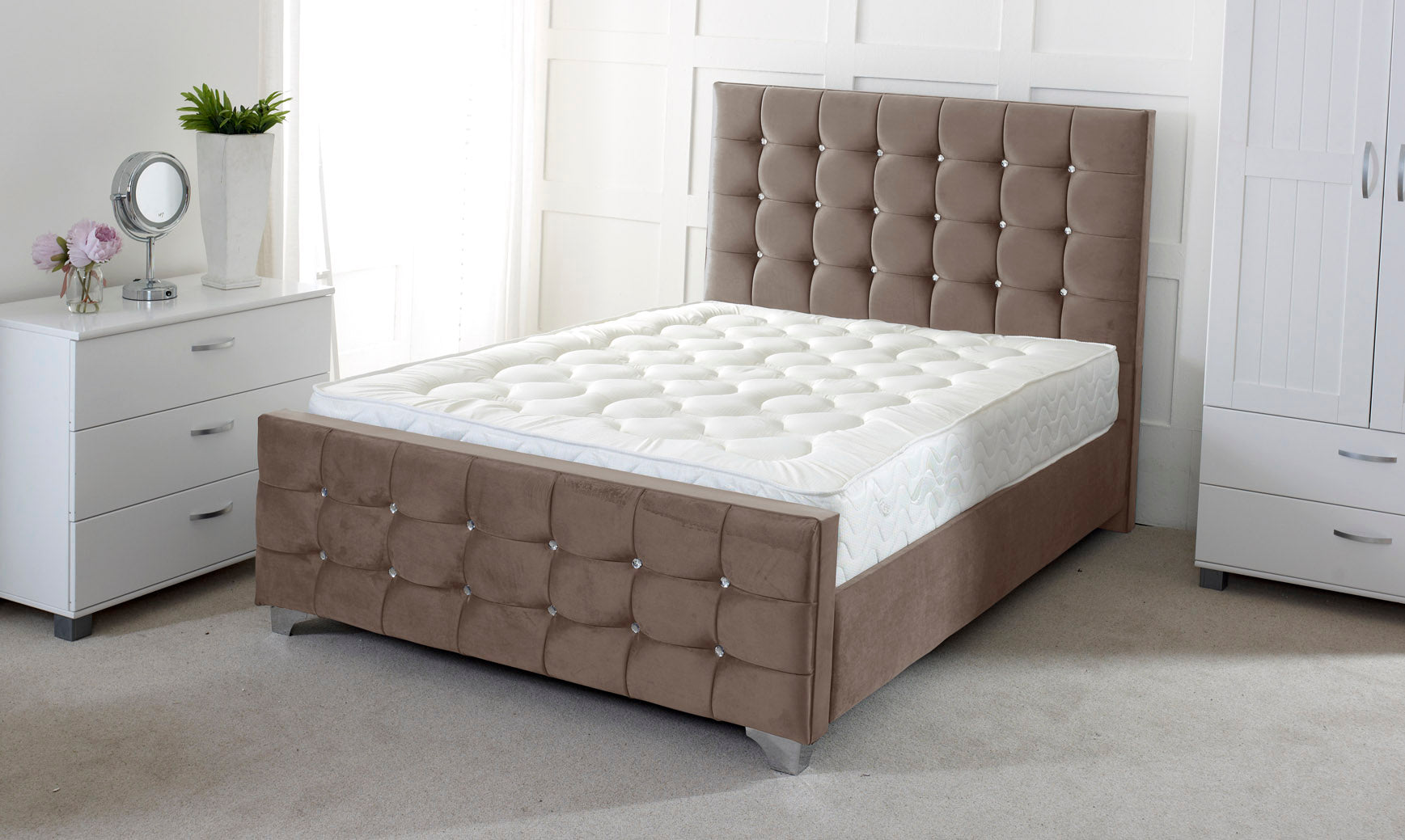 Cube Upholstered Divan Bed Frame with Storage Options