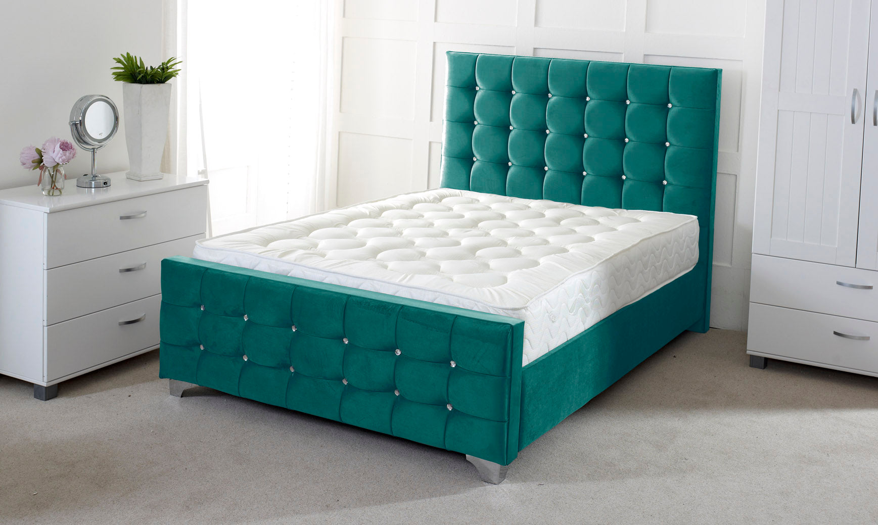 Cube Upholstered Divan Bed Frame with Storage Options