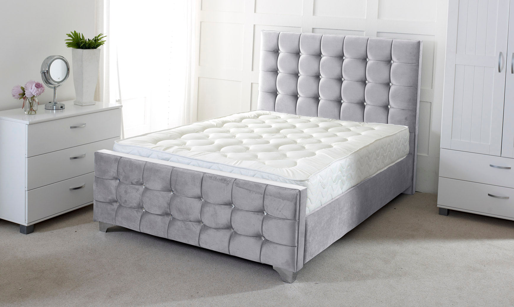 Cube Upholstered Divan Bed Frame with Storage Options