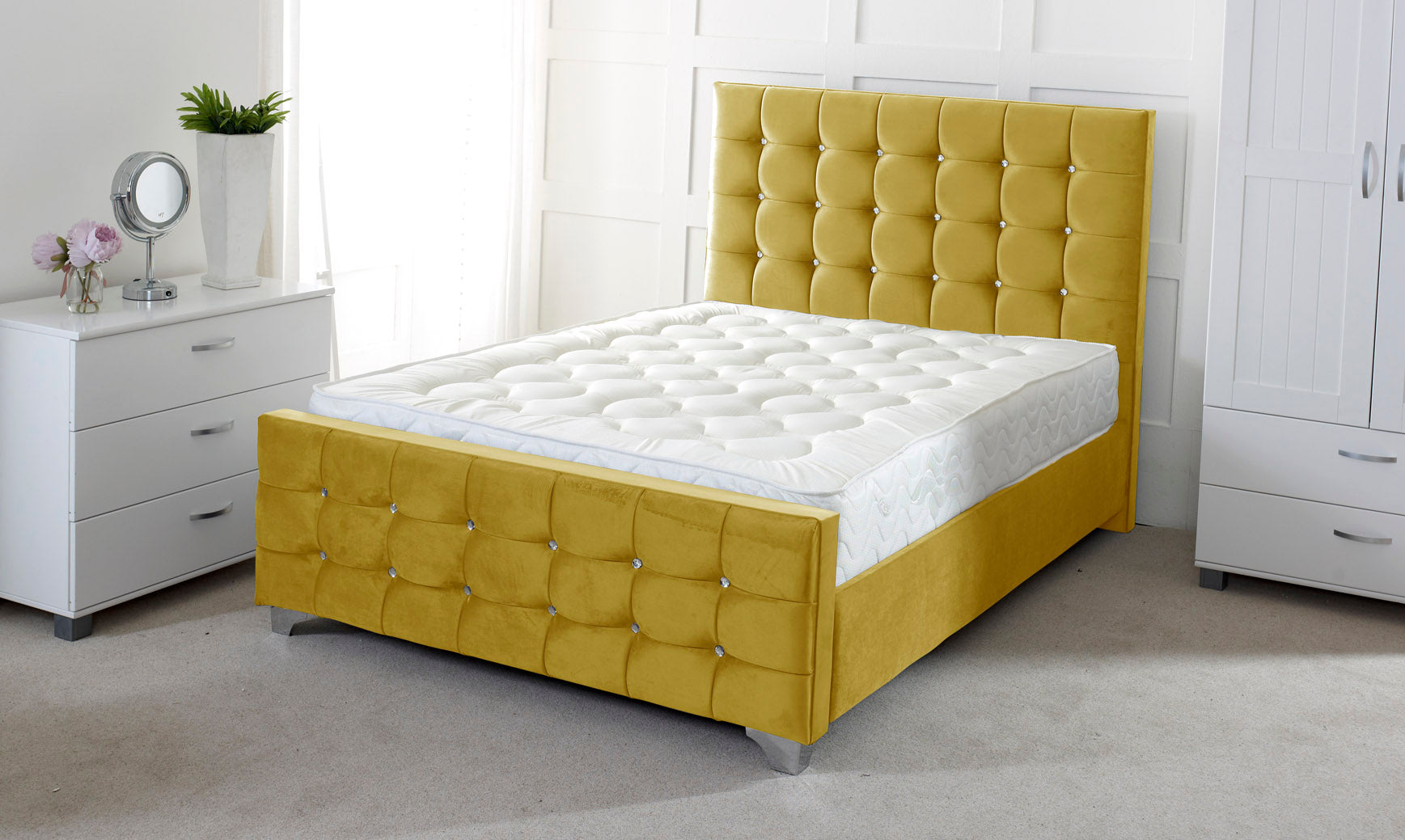 Cube Upholstered Divan Bed Frame with Storage Options