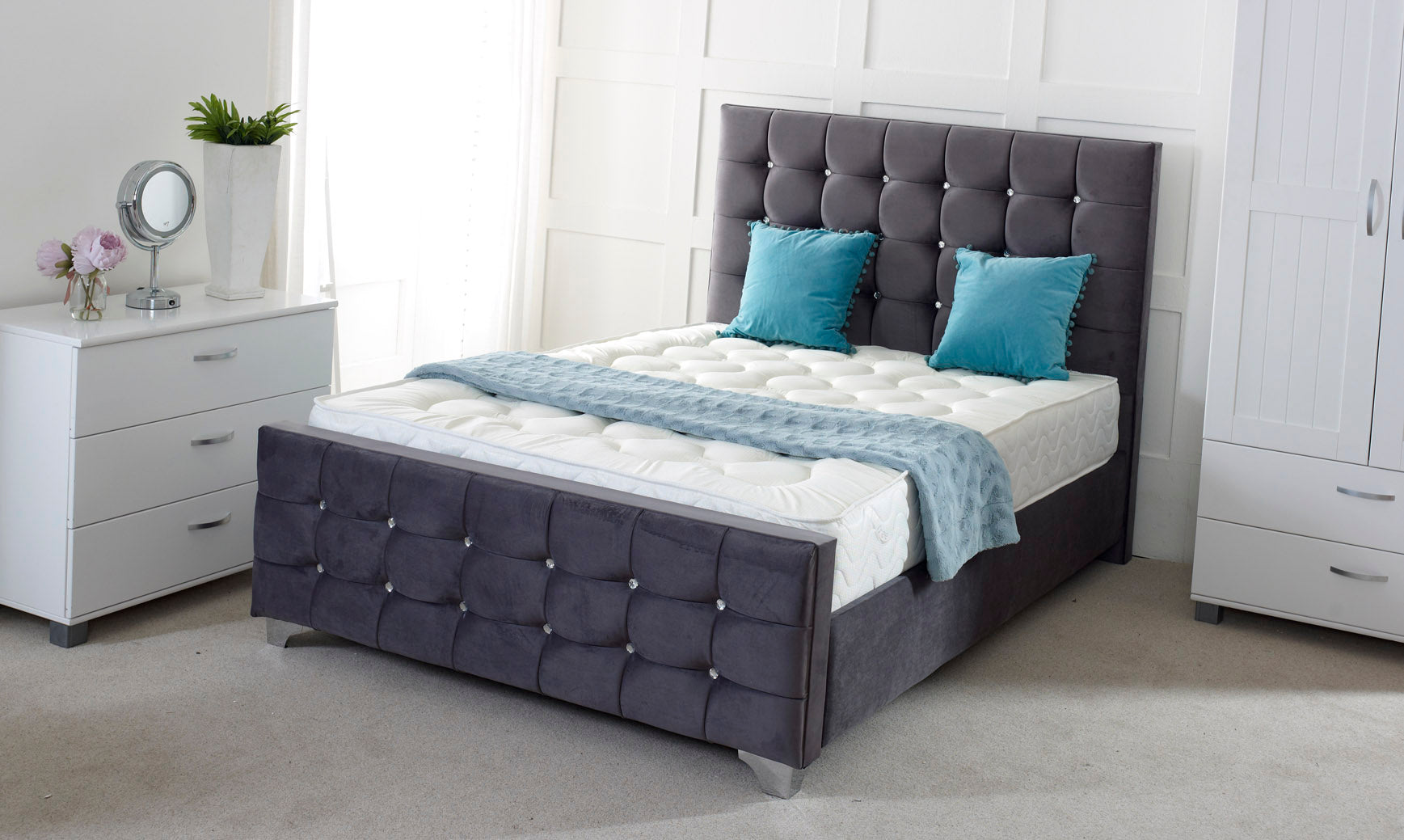 Cube Upholstered Divan Bed Frame with Storage Options