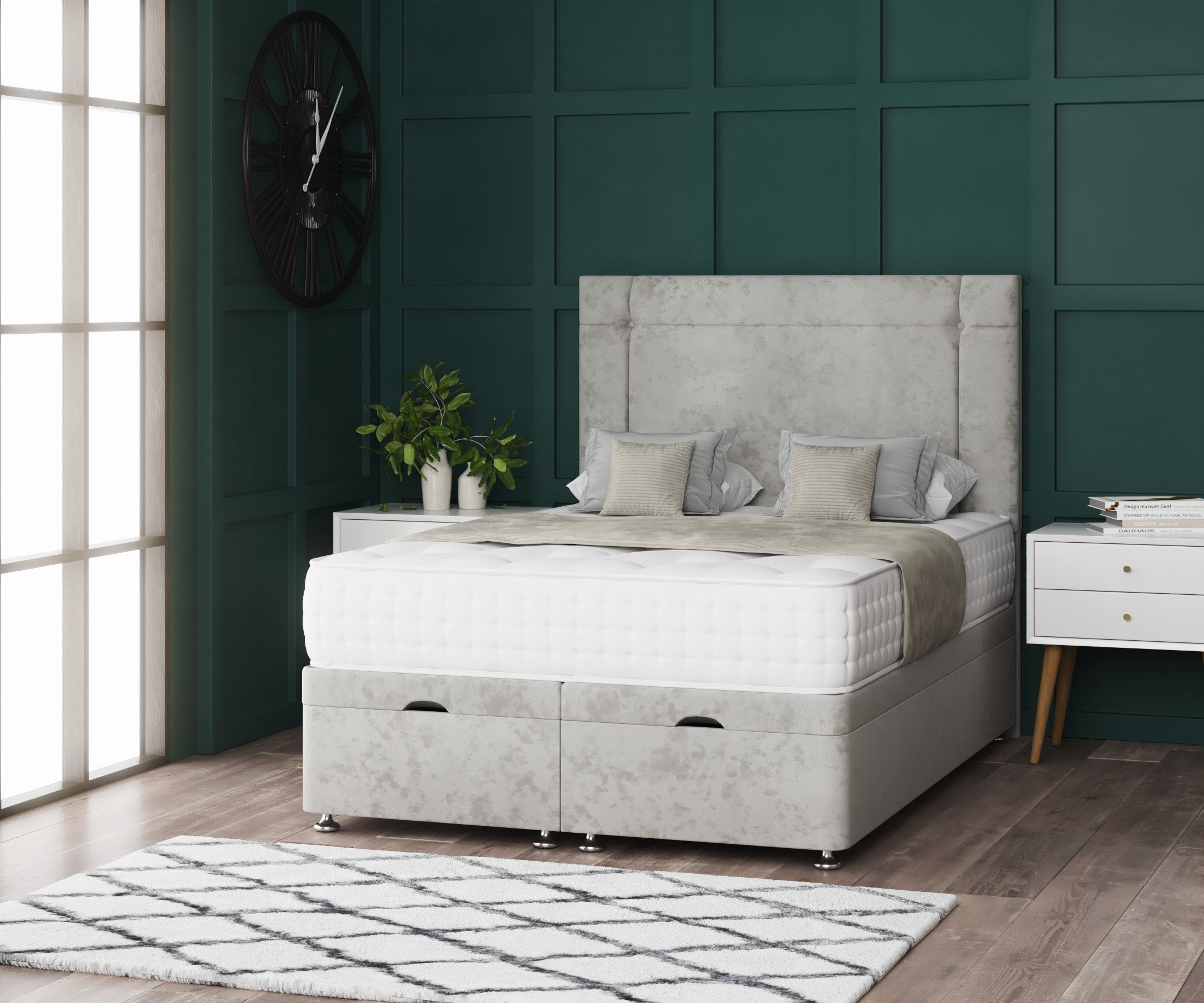 Milan Ottoman Storage Divan Bed with Headboard
