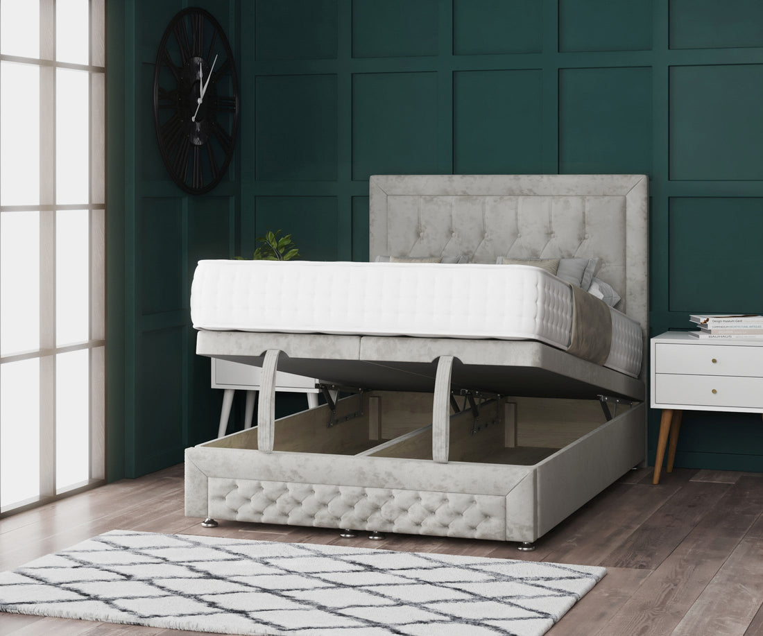 Miami Ottoman Storage Divan Bed With Headboard And Footboard