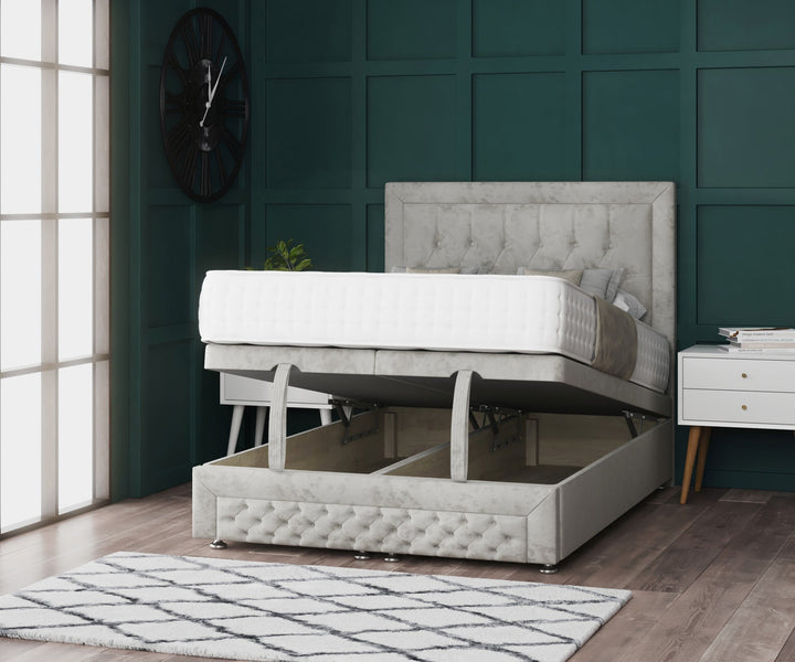 Miami Ottoman Storage Divan Bed With Headboard And Footboard