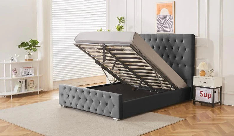 Flora Chesterfield Ottoman Bed – Plush Velvet Storage | UK Sizes