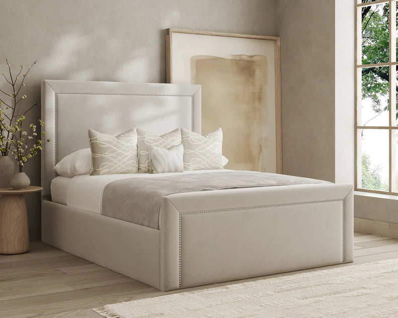 Hannah Studded Upholstered Bed Frame – Multiple Sizes & Fabrics