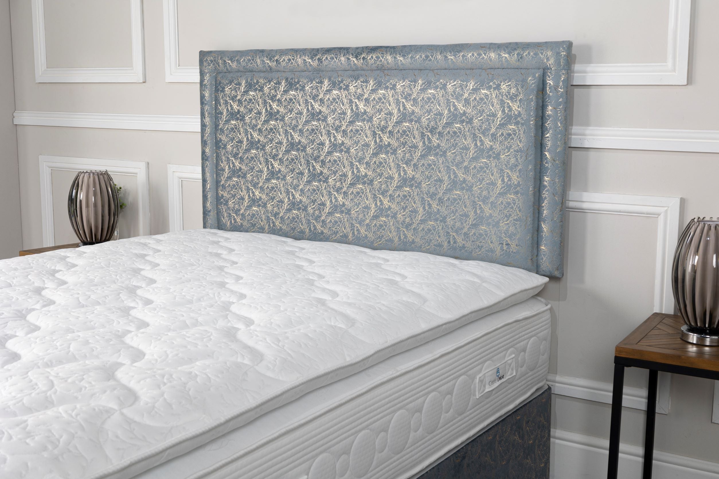 Galaxy Divan Bed Set in Sky Marble with 54'' Floorstanding Headboard
