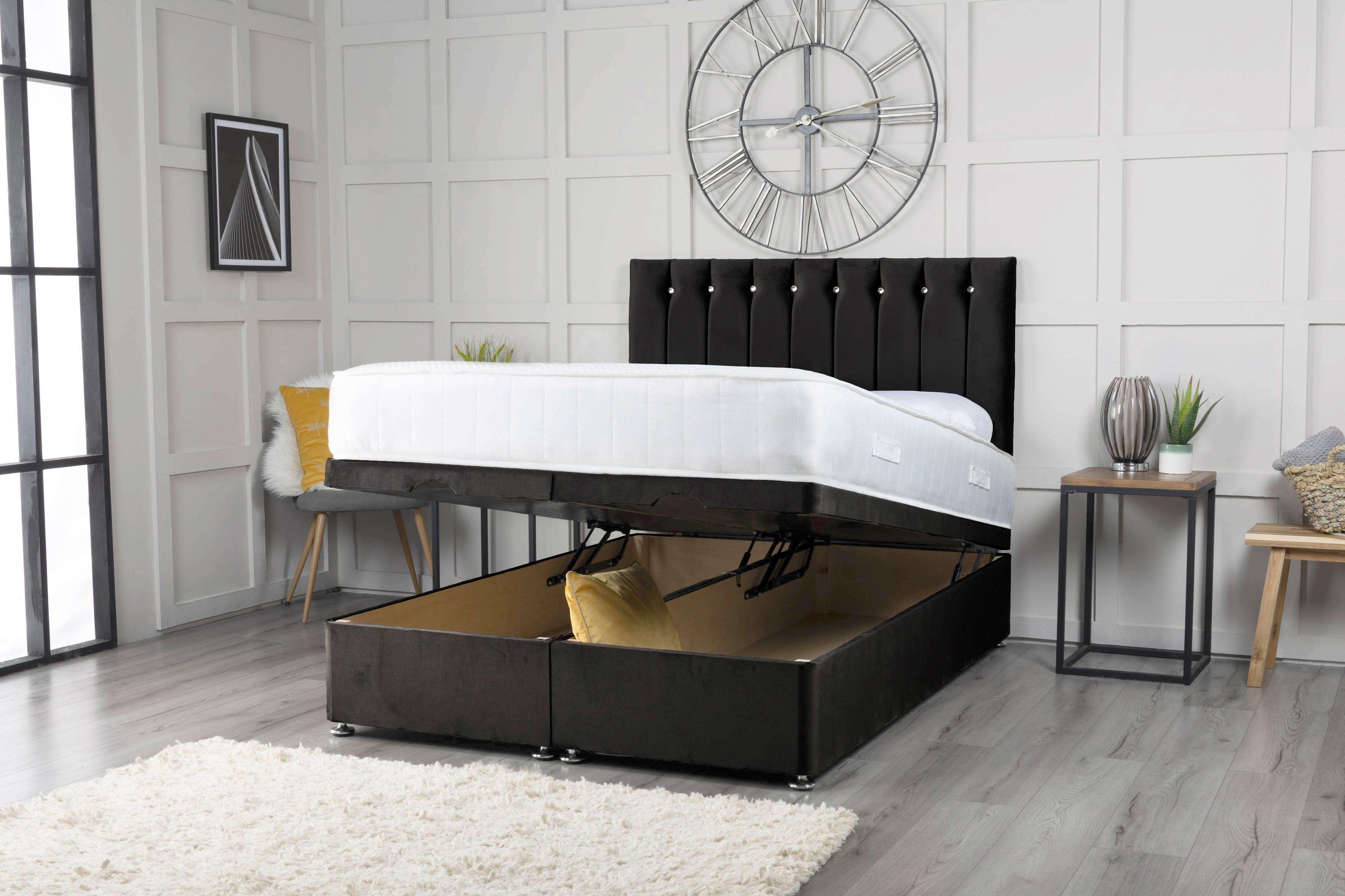 Florence Ottoman Storage Divan Bed With Headboard