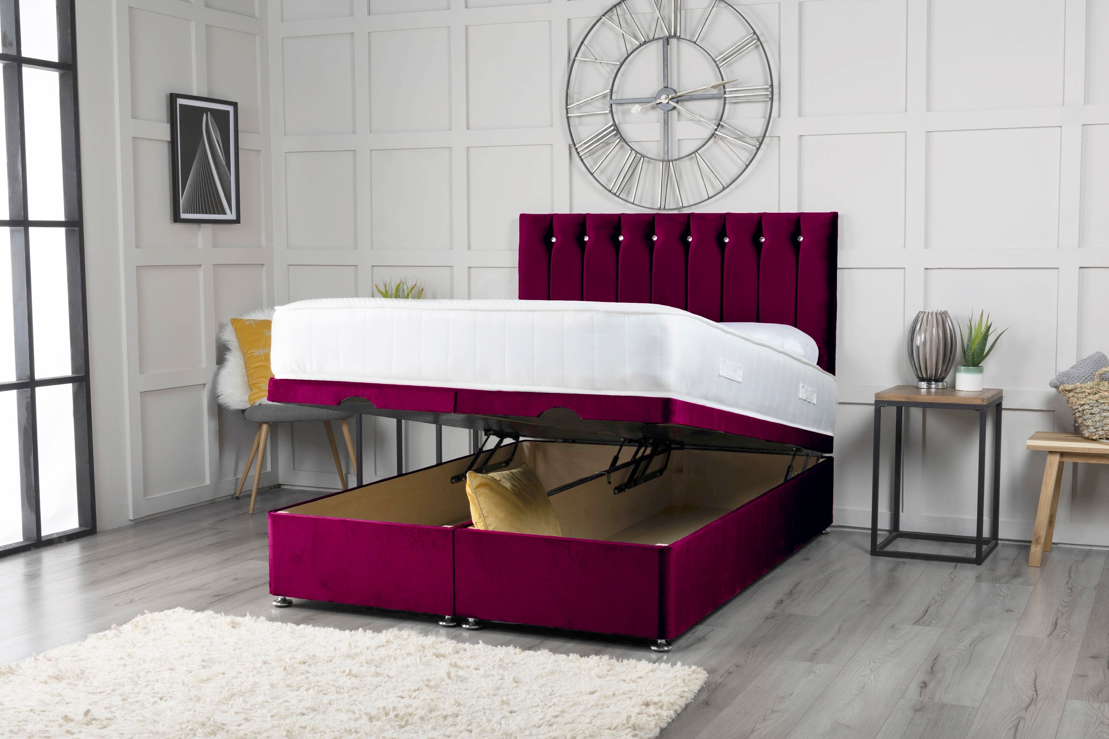 Florence Ottoman Storage Divan Bed With Headboard