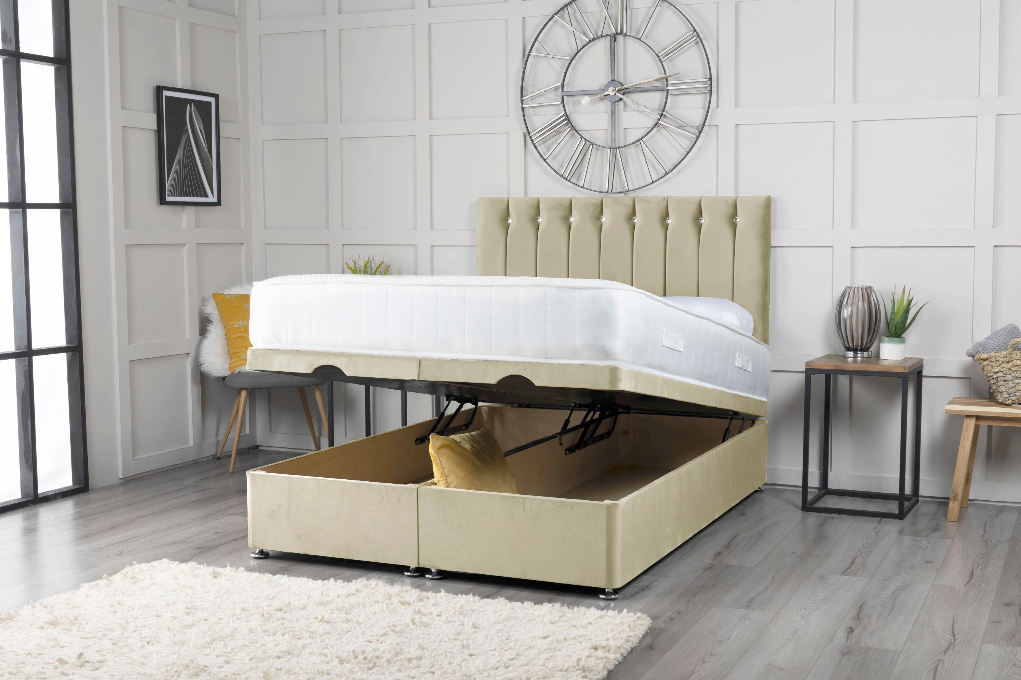 Florence Ottoman Storage Divan Bed With Headboard