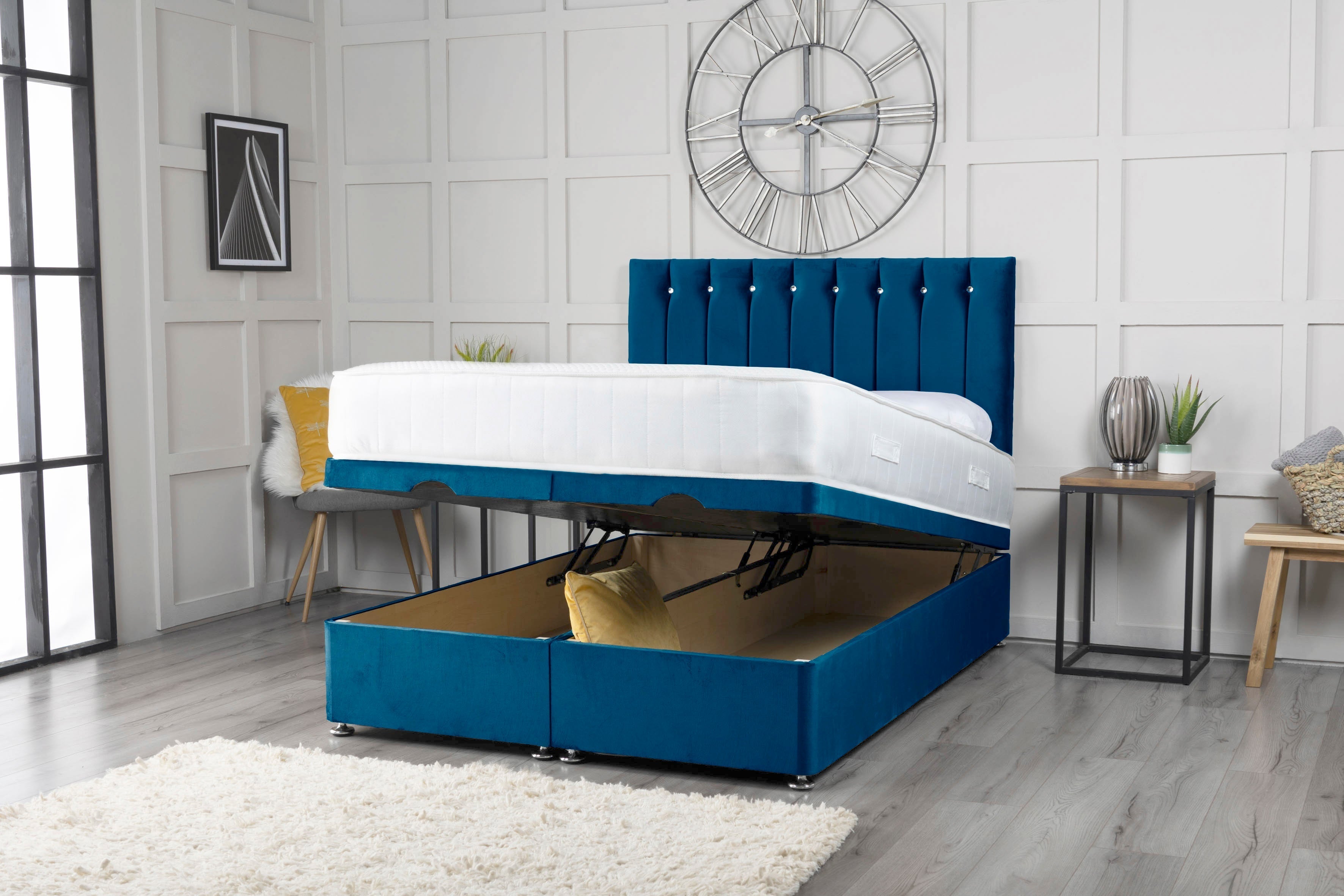 Florence Ottoman Storage Divan Bed With Headboard