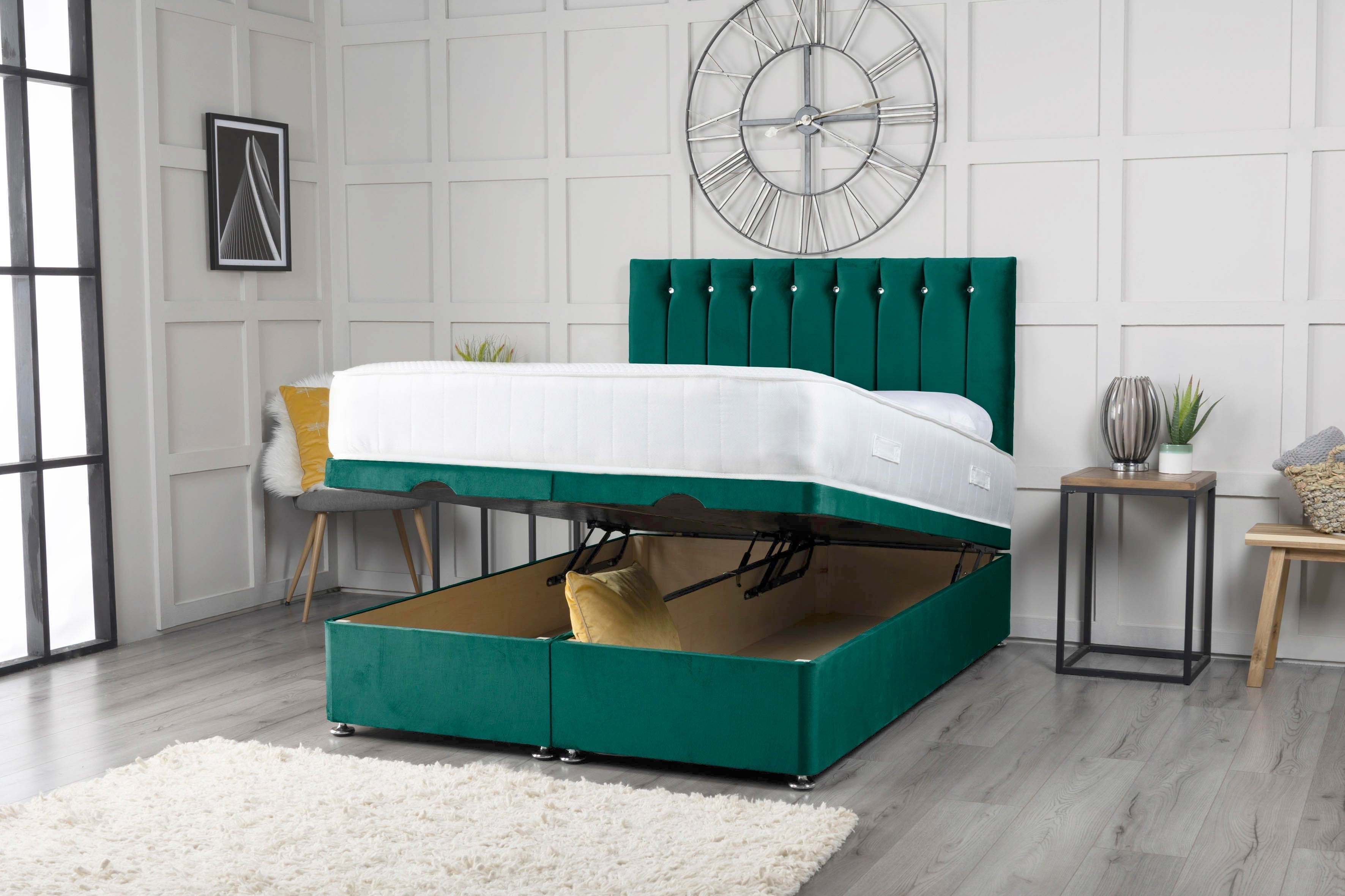 Florence Ottoman Storage Divan Bed With Headboard