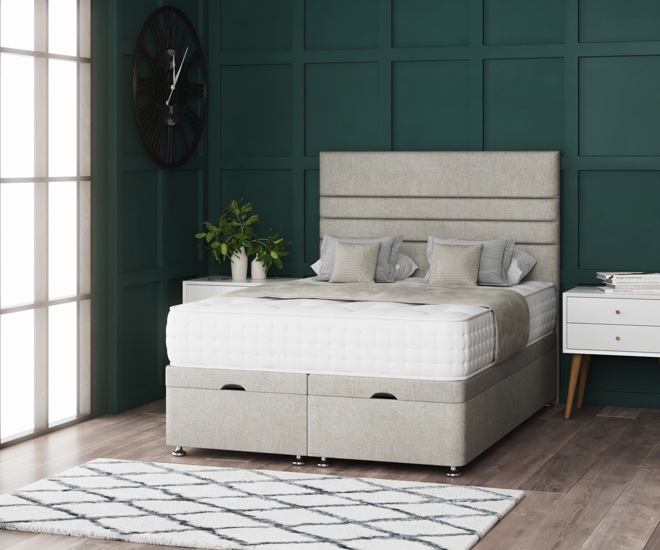 Paris Ottoman Storage Divan Bed With Headboard