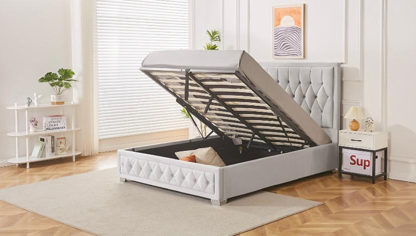 Lisbon Chesterfield Velvet Ottoman Storage Bed Frame