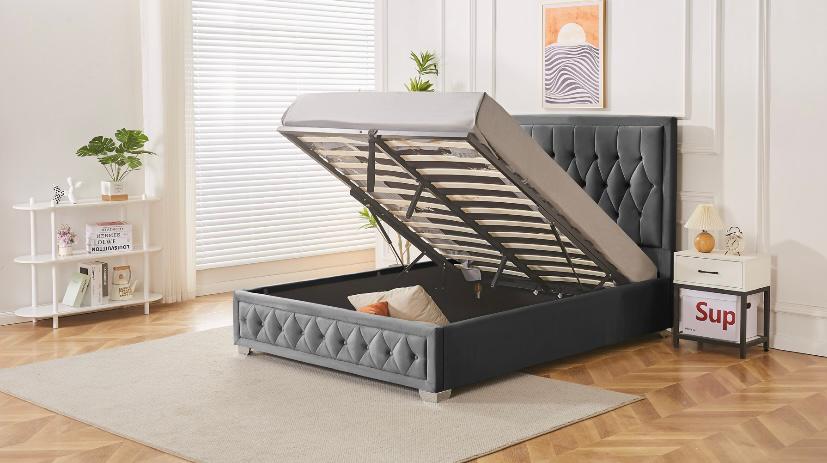 Lisbon Chesterfield Velvet Ottoman Storage Bed Frame
