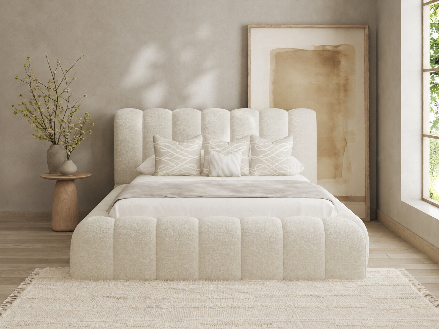 Marshmallow Boucle Bed Frame