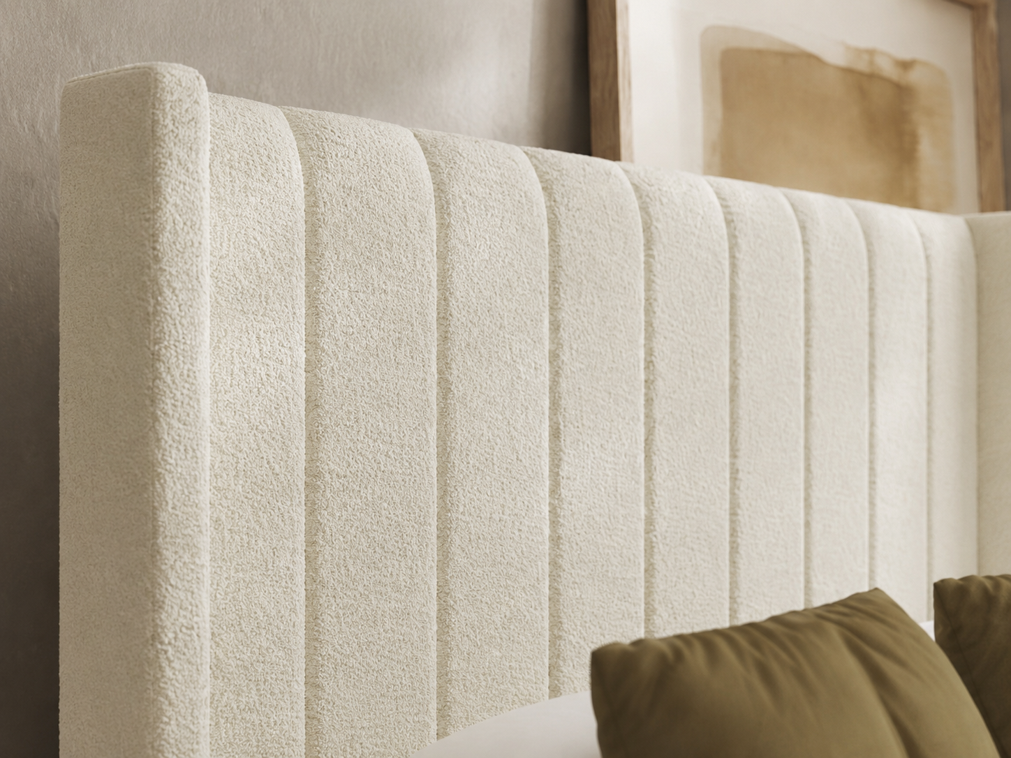 Riley Boucle Wingback Bed Frame