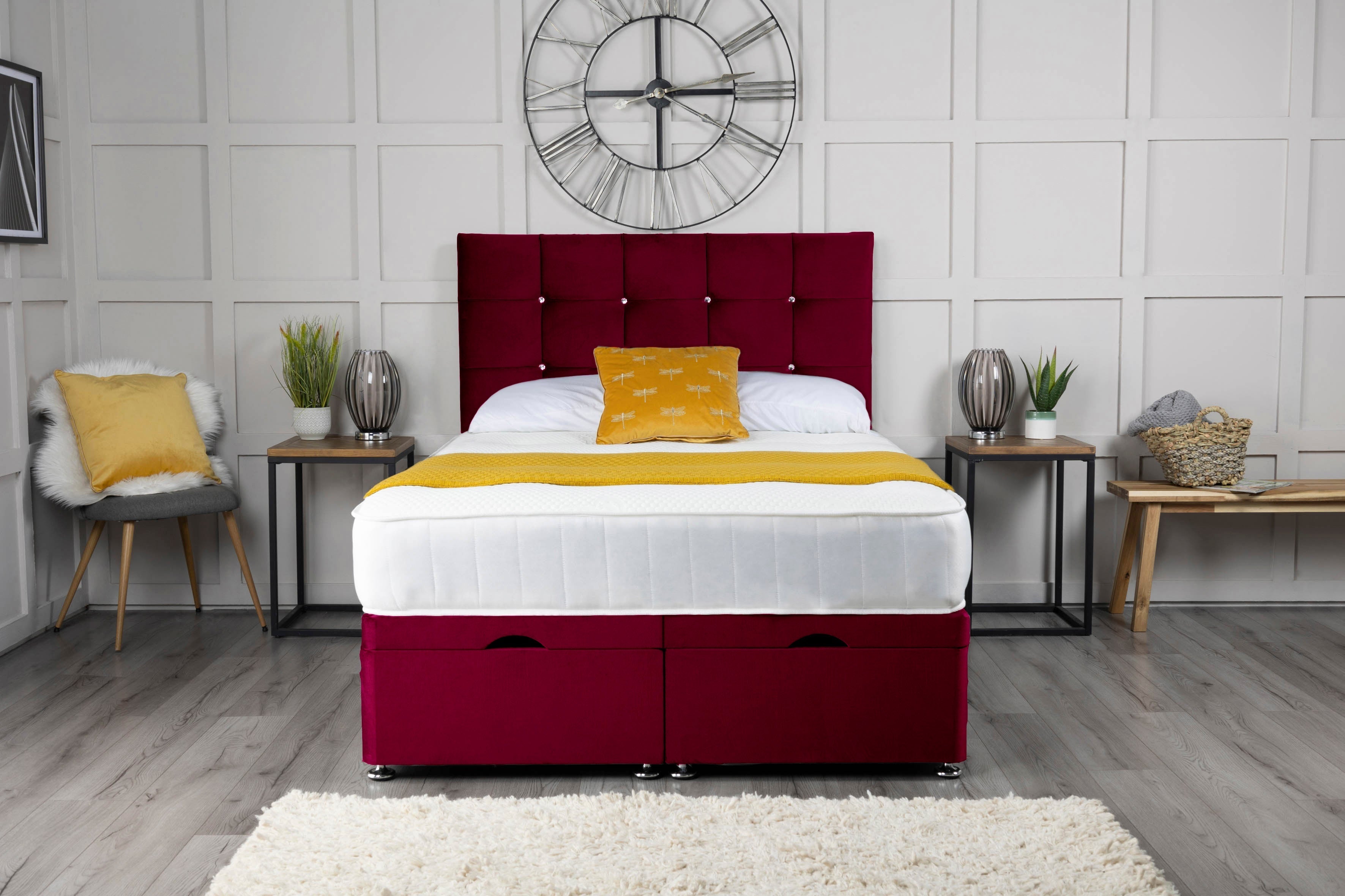 Cube Ottoman Storage Divan Bed With Headboard