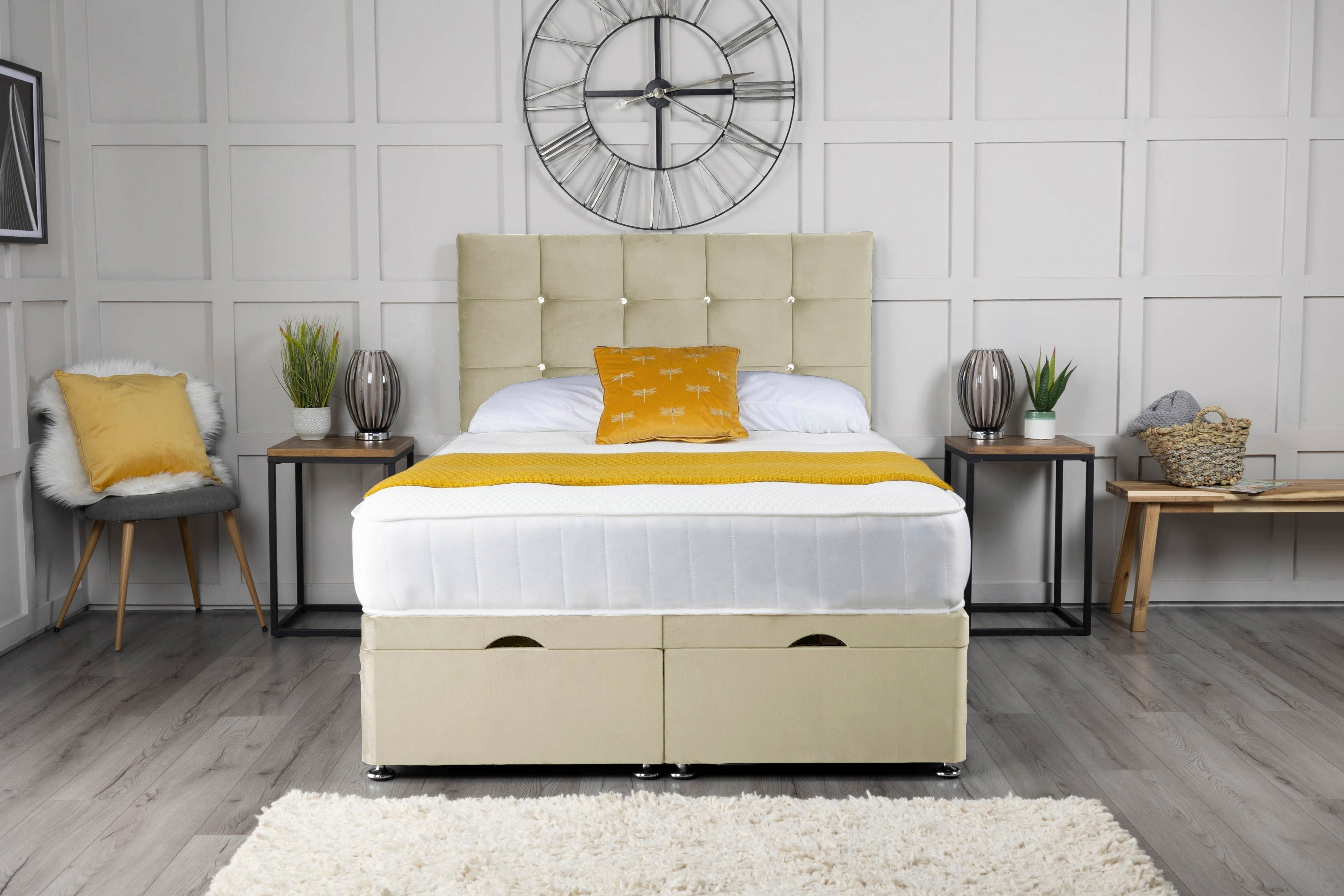 Cube Ottoman Storage Divan Bed With Headboard