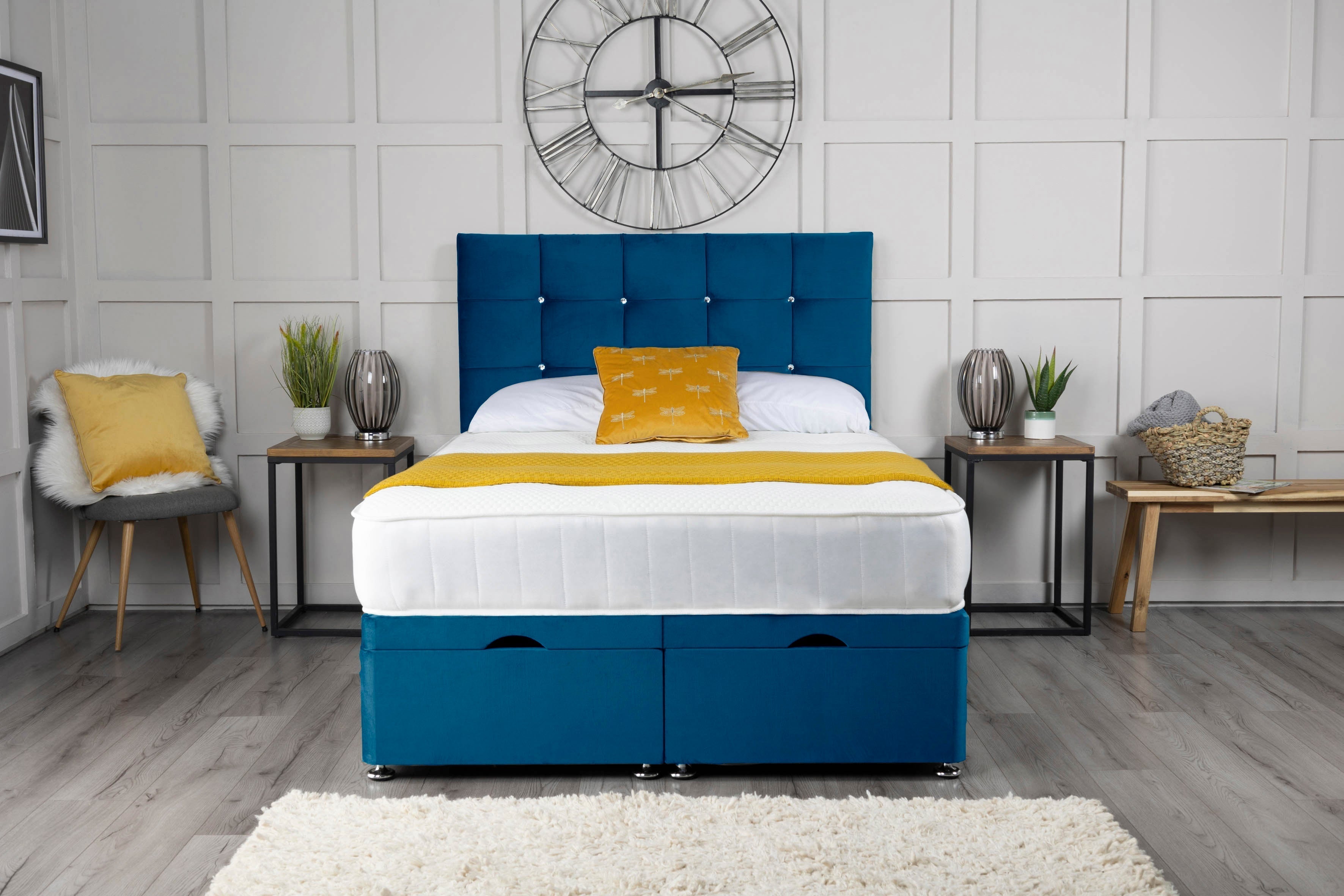 Cube Ottoman Storage Divan Bed With Headboard