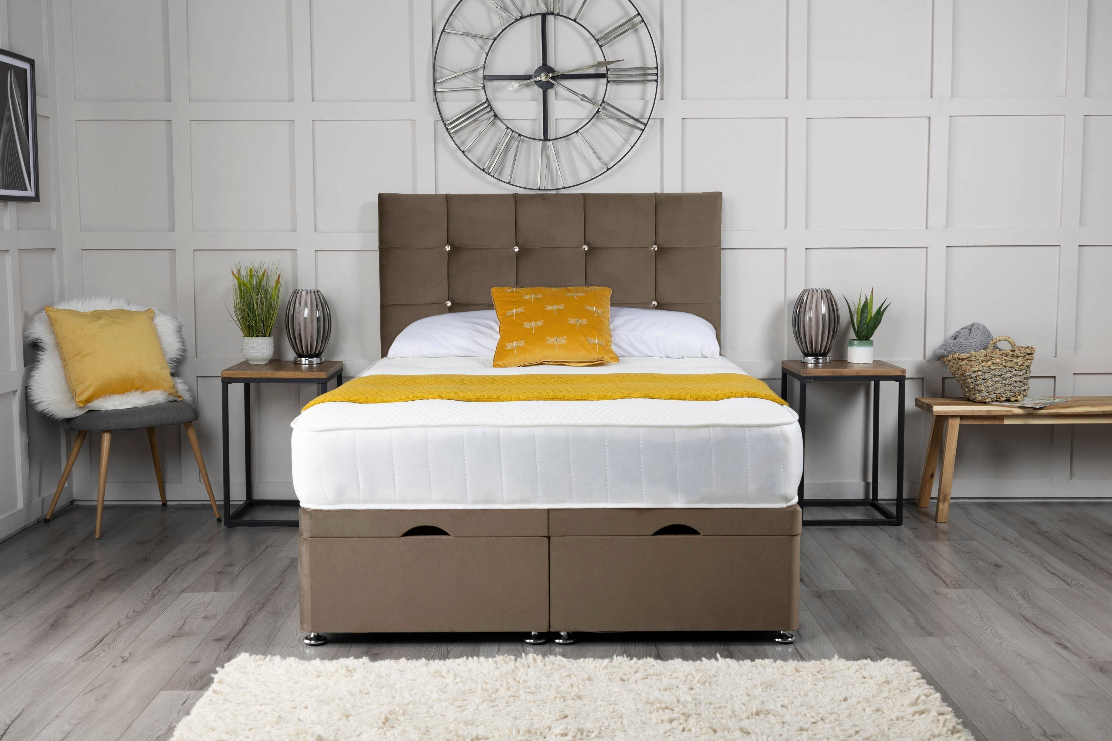 Cube Ottoman Storage Divan Bed With Headboard